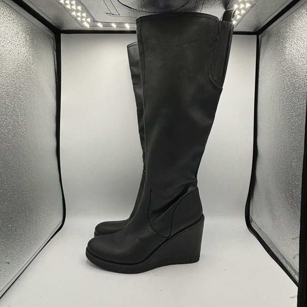 Zodiac Womens IGGY Faux‎ Leather Knee-High Tall Wedge Boots Shoes Sz 7.5